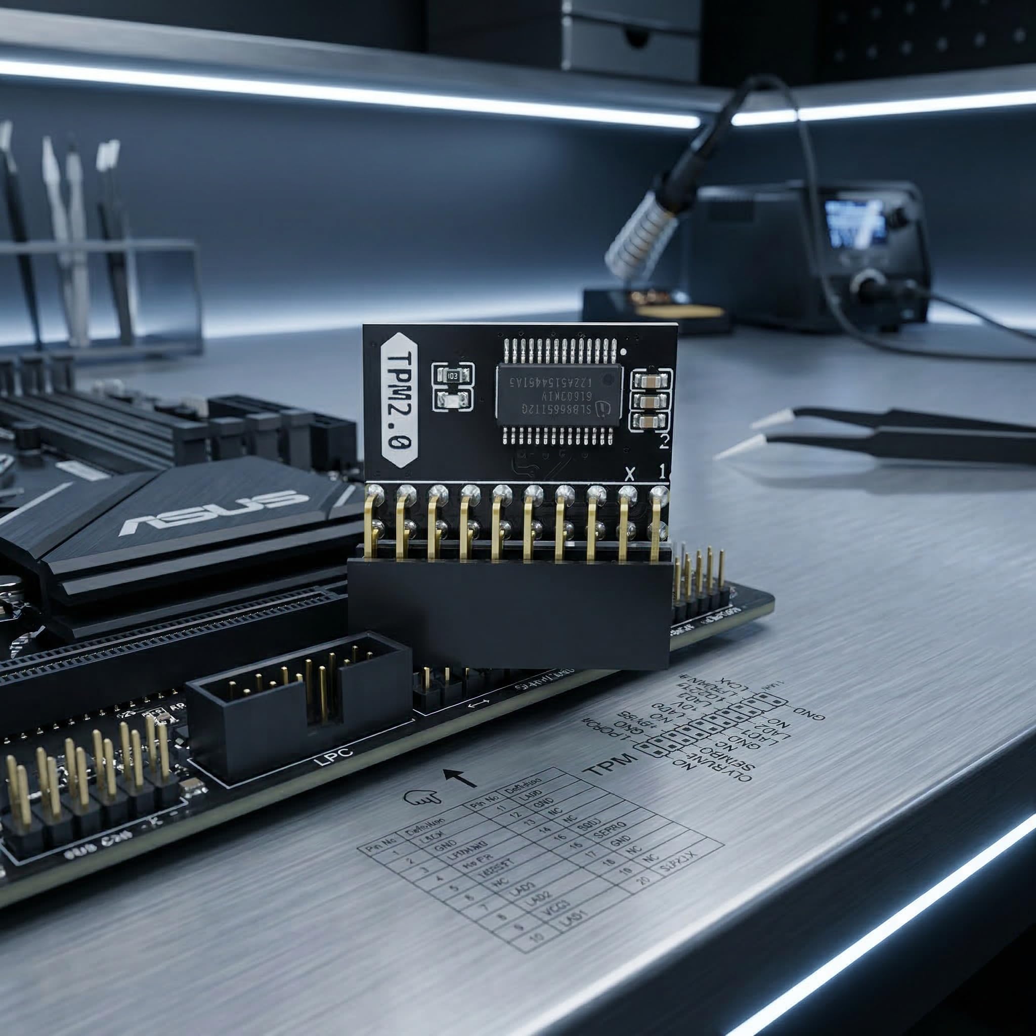 EAJONC TPM 2.0 Security Module for GIGABYTE & ASUS Motherboards, 20-Pin LPC Interface (2.54mm Pitch), Windows 11 Upgrade & BitLocker Compatible, High-Performance Security Chip 6