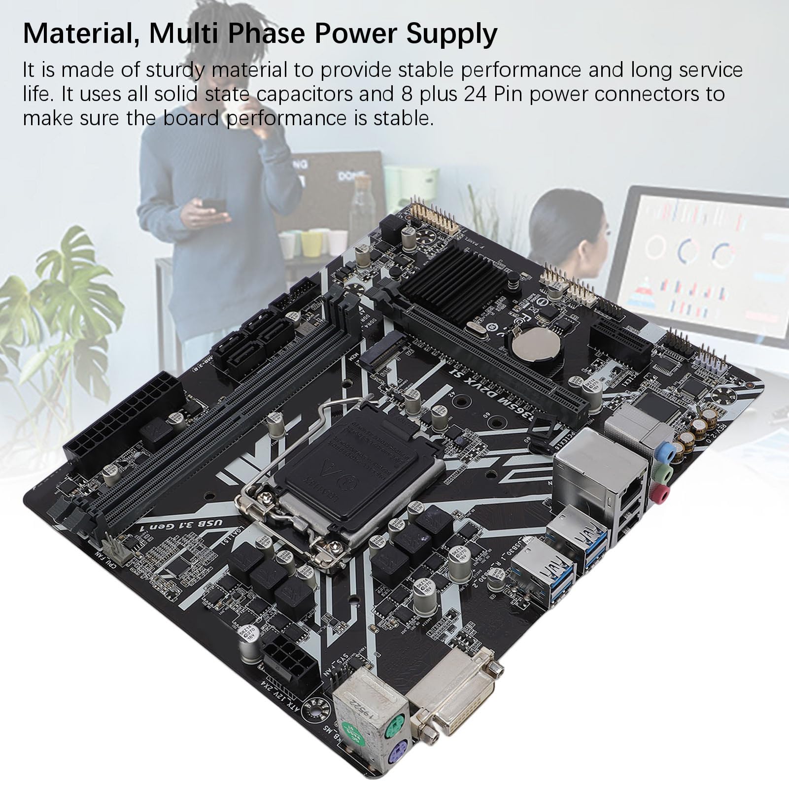 XUMIUZIY B365M D2VX SI M ATX Motherboard, Supports LGA 1151 Socket 9th 8th Gen for Core i9 i7 i5 i3, with DVI Output DDR4 Memory Slots PCI E 3.0 Slots 5