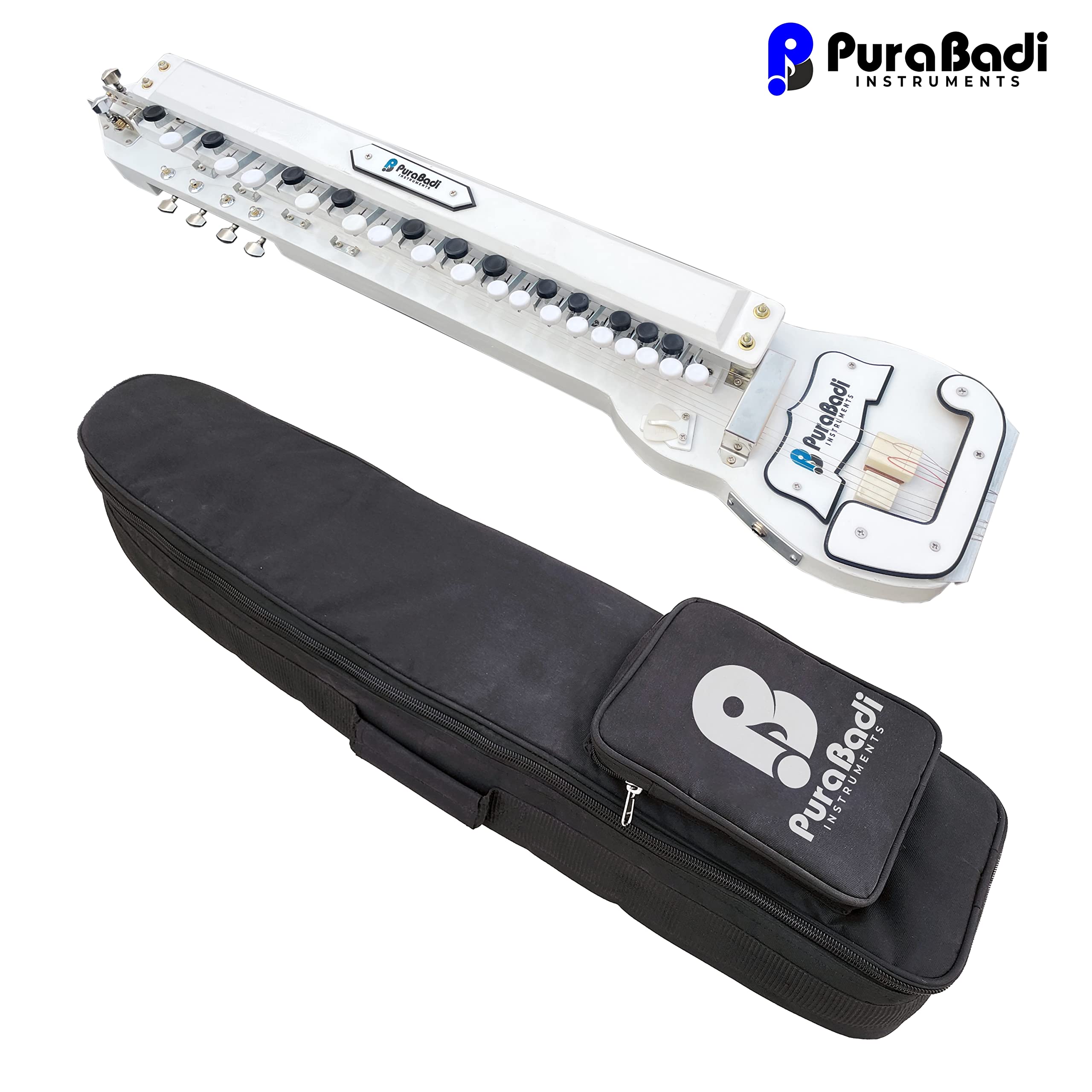 Pura Badi Banjo PB29 - Bulbul Tarang, 29 Keys, 6 String, Bag, Extra Strings, Banjo Picks, Jack Cable, Free Lessons (SUPER WHITE) 4
