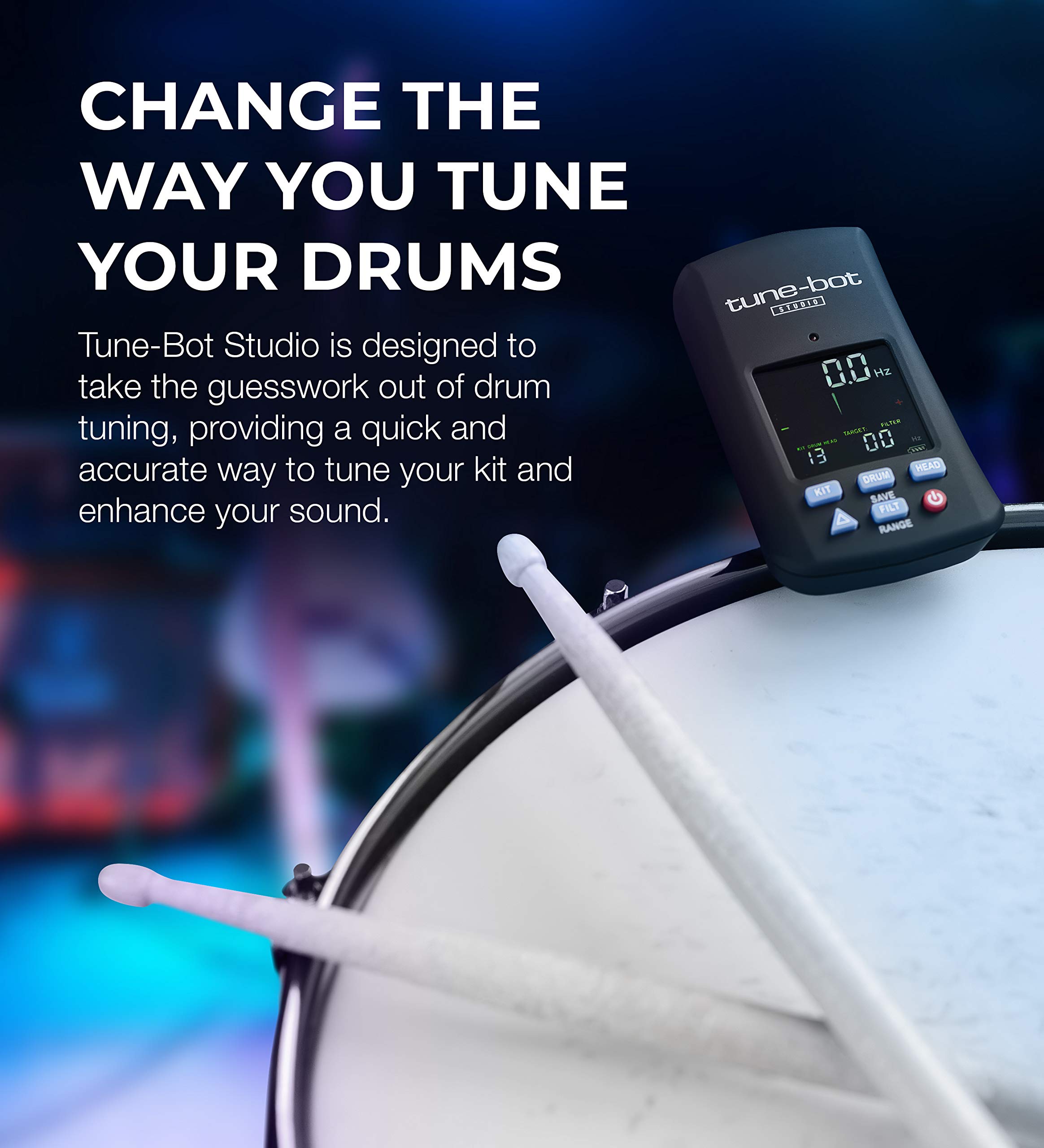 Tune-Bot Studio TBS-001 Digital Drum Tuner - Clip-On Tuner for Acoustic Drum Kits 2