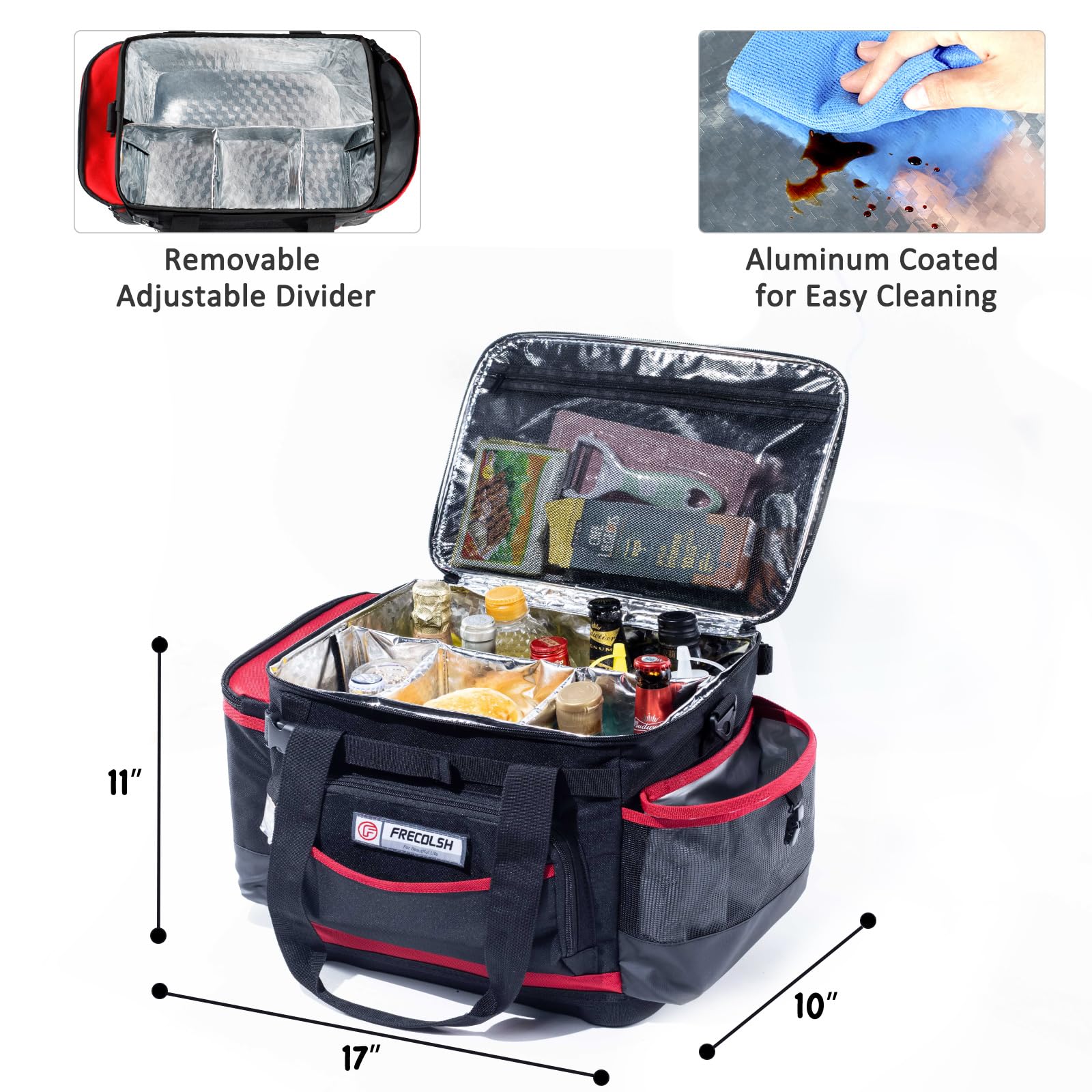 FRECOLSH Large Grill Caddy with Lid with Adjustable Dividers, BBQ Outdoor Organizer Bag, Picnic Camping Utensil Caddy, Tailgating Essentials, Grill Gifts for Father's Day 4