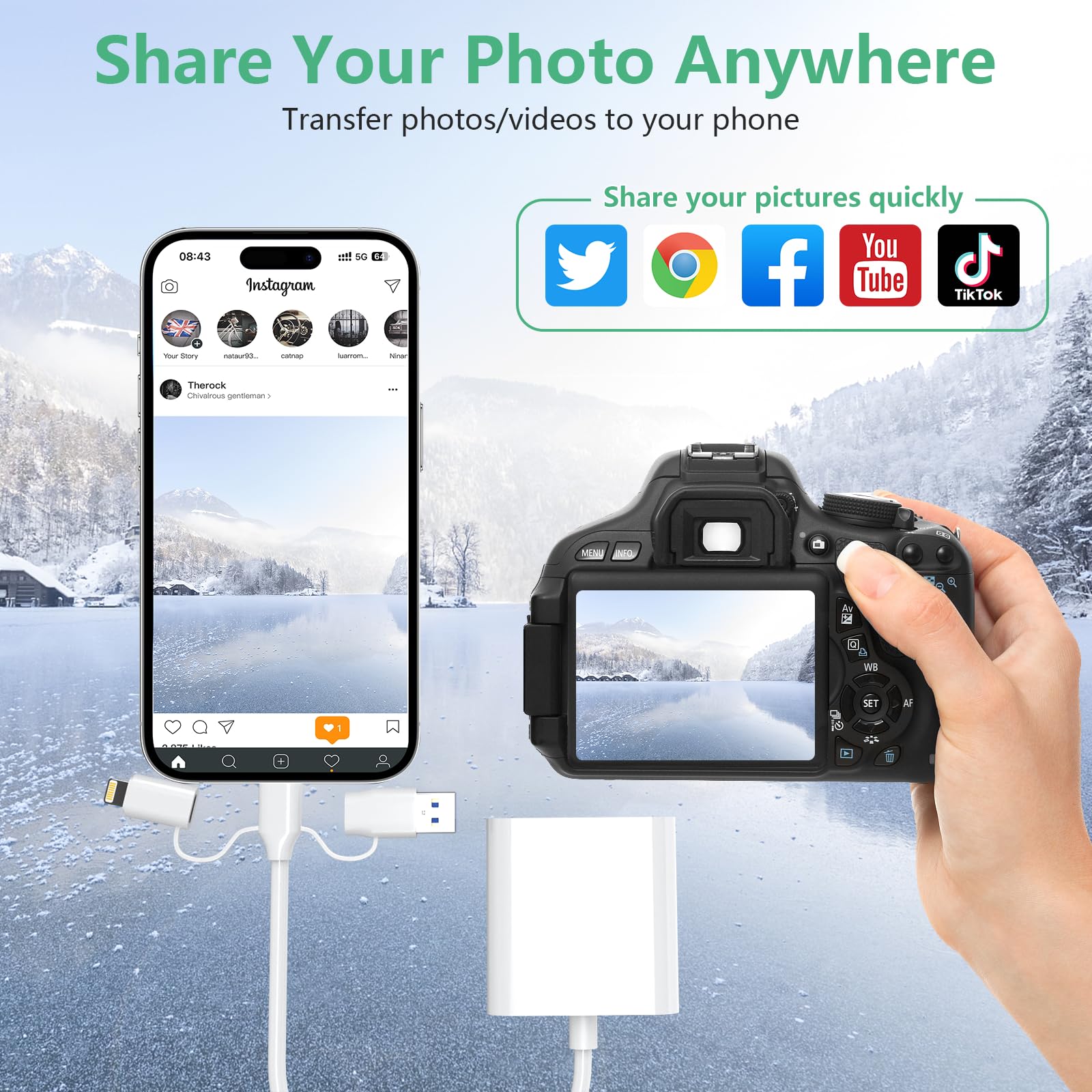 USB C/Lightning/USB A Multi 3-in-1 SD/TF/Micro SD Card Reader for iPhone 15 14 13/iPad Pro/Android/Samsung/Mac Book/Laptop/Camera/Hard Disk/Flash Drive/Trail Camera Viewer-No App Required Plug &Play 6