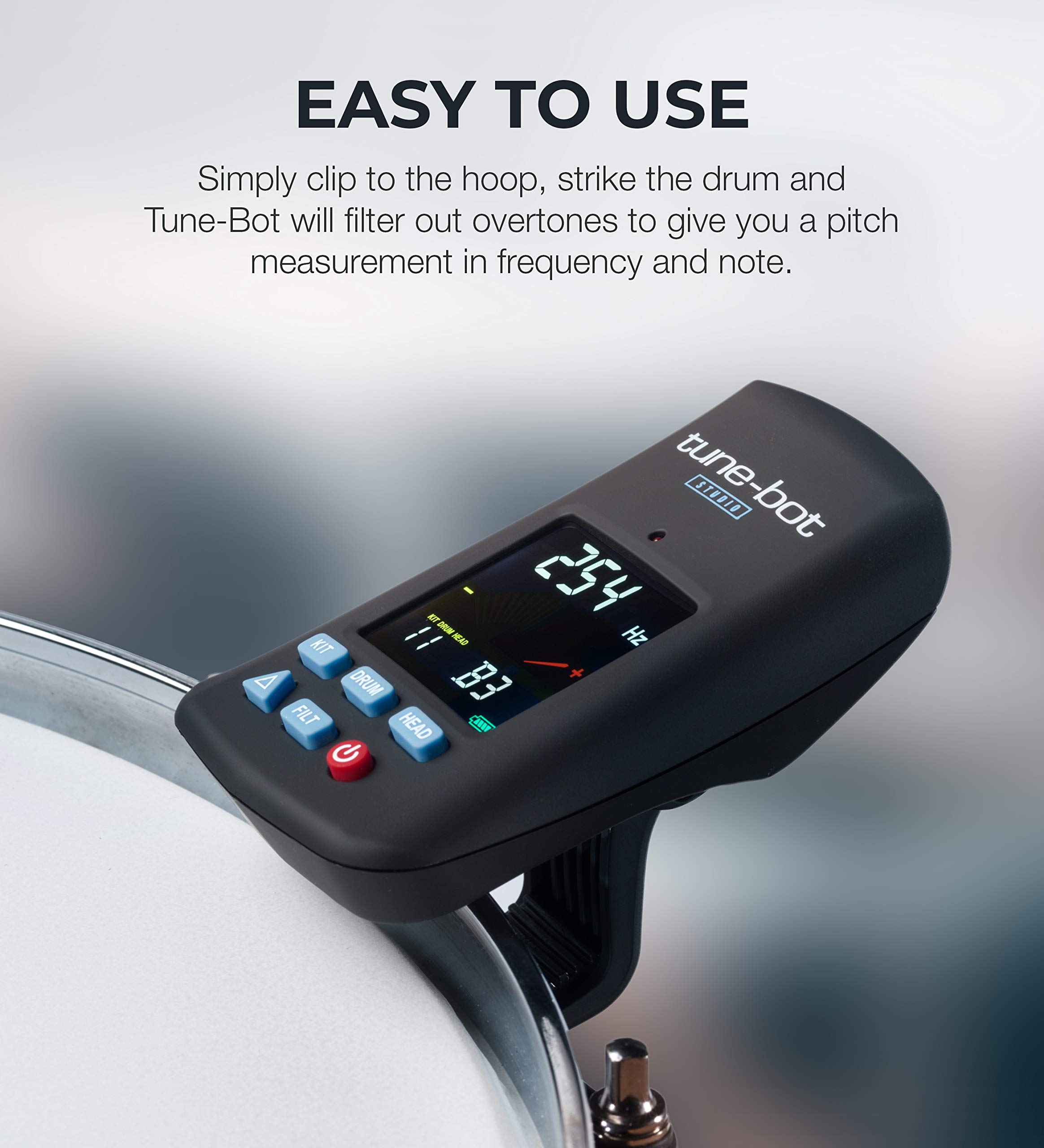 Tune-Bot Studio TBS-001 Digital Drum Tuner - Clip-On Tuner for Acoustic Drum Kits 4