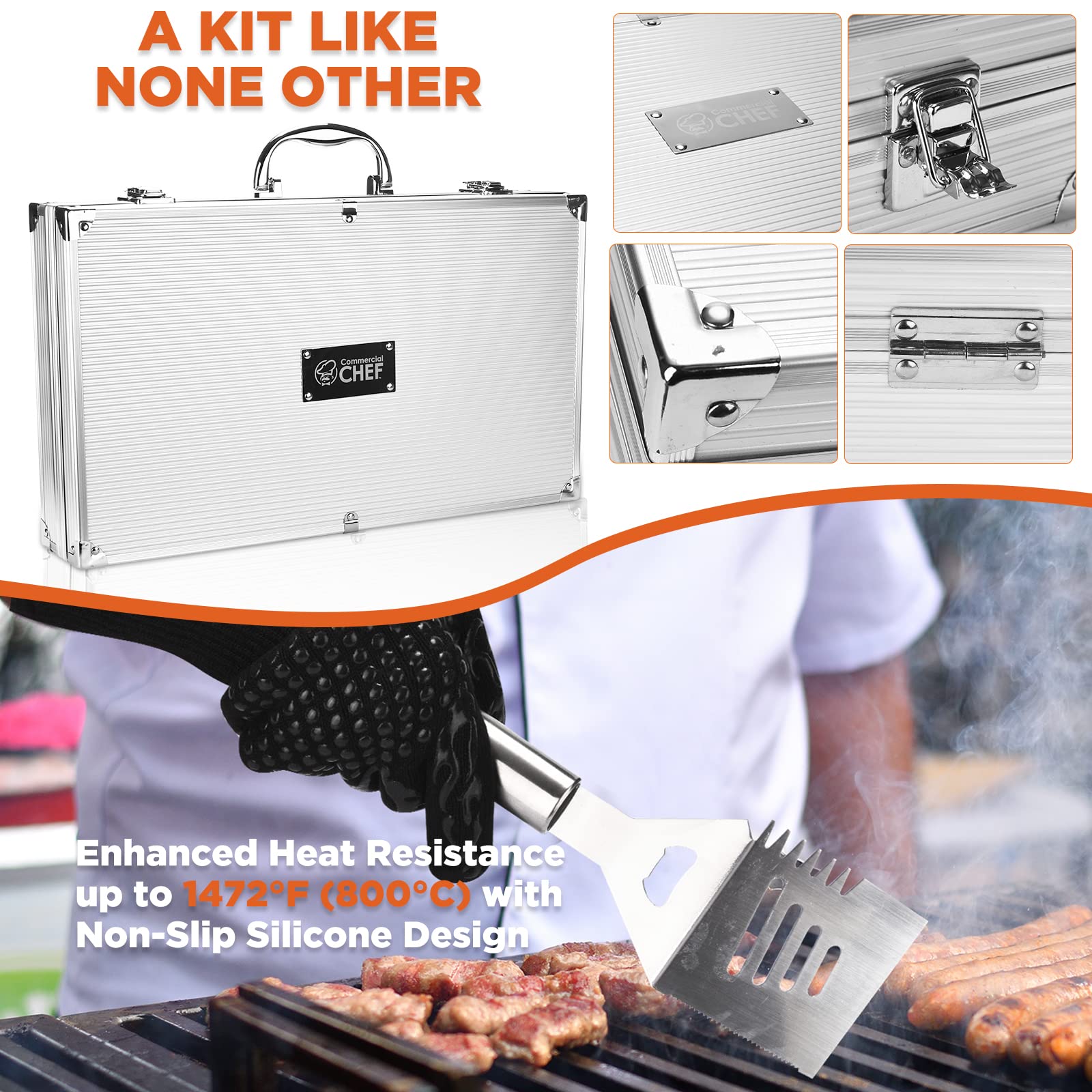 Commercial Chef 25 Piece Barbeque Grill Accessories + CHEFSSPOT Meat Shredder Claws with Ultra-Sharp Blades 4