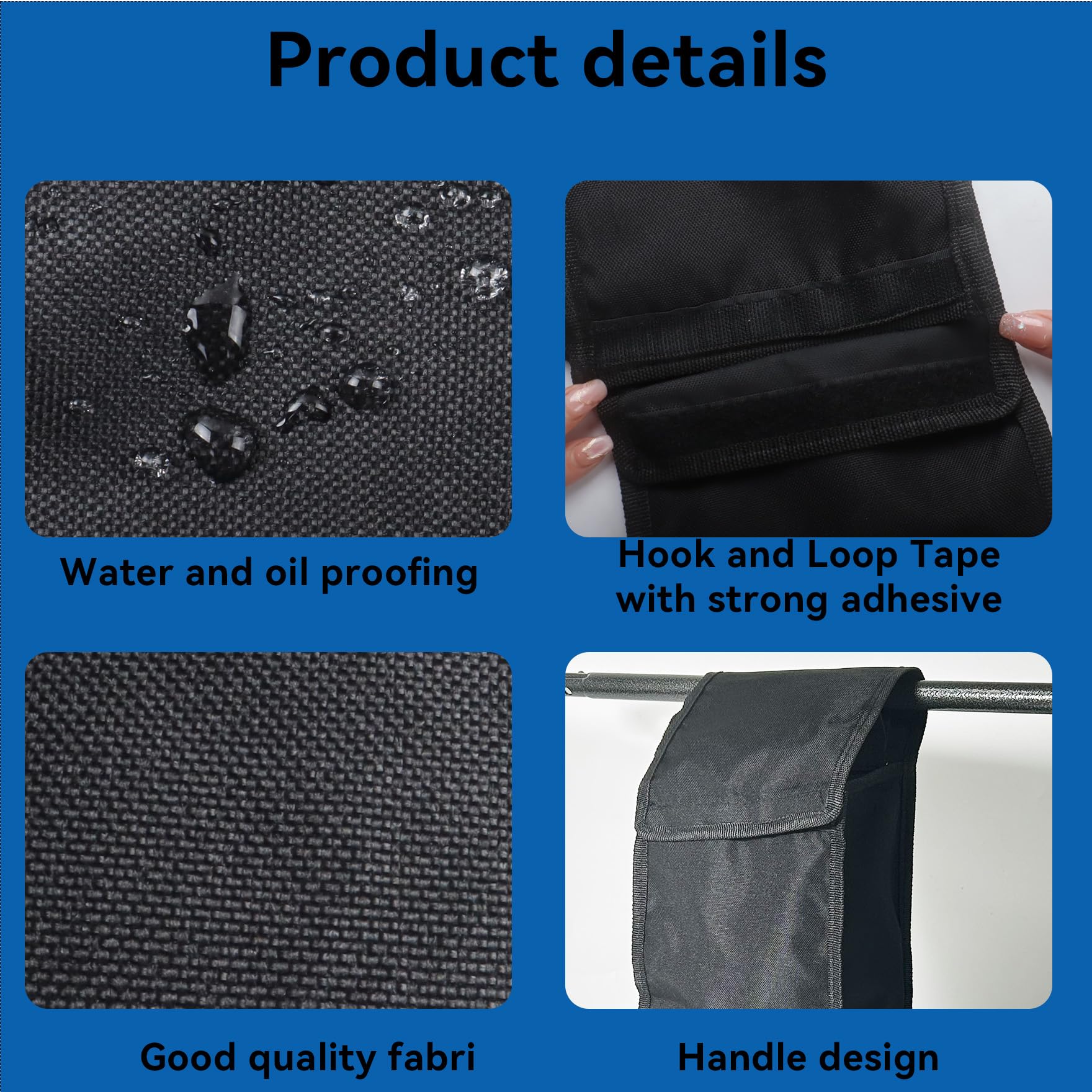 Klmnop 2 Pcs Grill Utensil Storage Bag, 24 "Thick Canvas Grill Accessory Storage Bag with Handle and Waterproof Oxford BBQ Tool Bag for Camping Hiking Barbecue(Black) 3