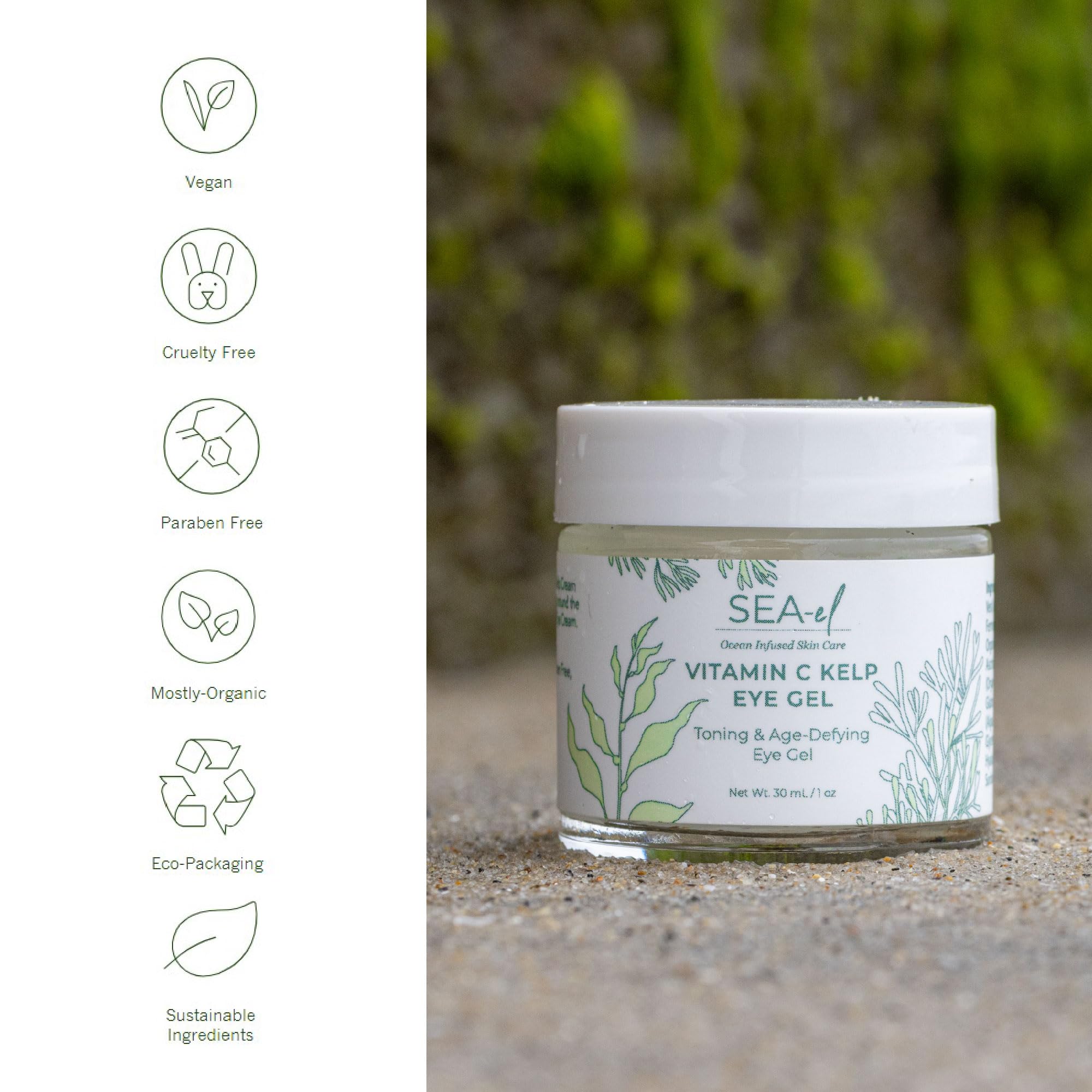 Sea-el Vitamin C Kelp Eye Gel Toning & Age Defying Skincare for Puffiness, Under Eye Bags & Dark Circles Cooling Youthful Glow for Women & Men - 1 Oz 2