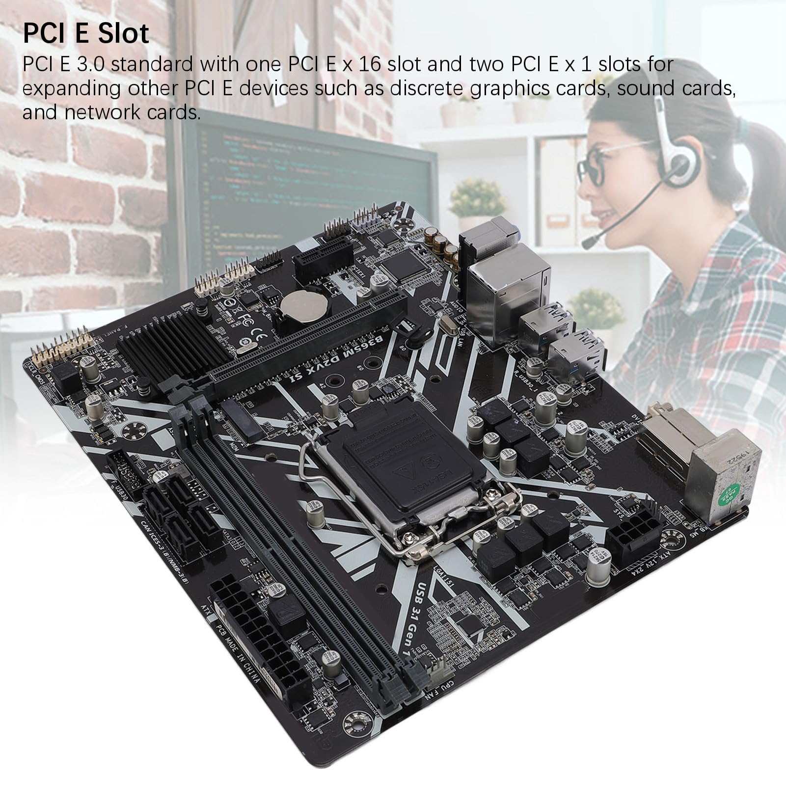 XUMIUZIY B365M D2VX SI M ATX Motherboard, Supports LGA 1151 Socket 9th 8th Gen for Core i9 i7 i5 i3, with DVI Output DDR4 Memory Slots PCI E 3.0 Slots 3