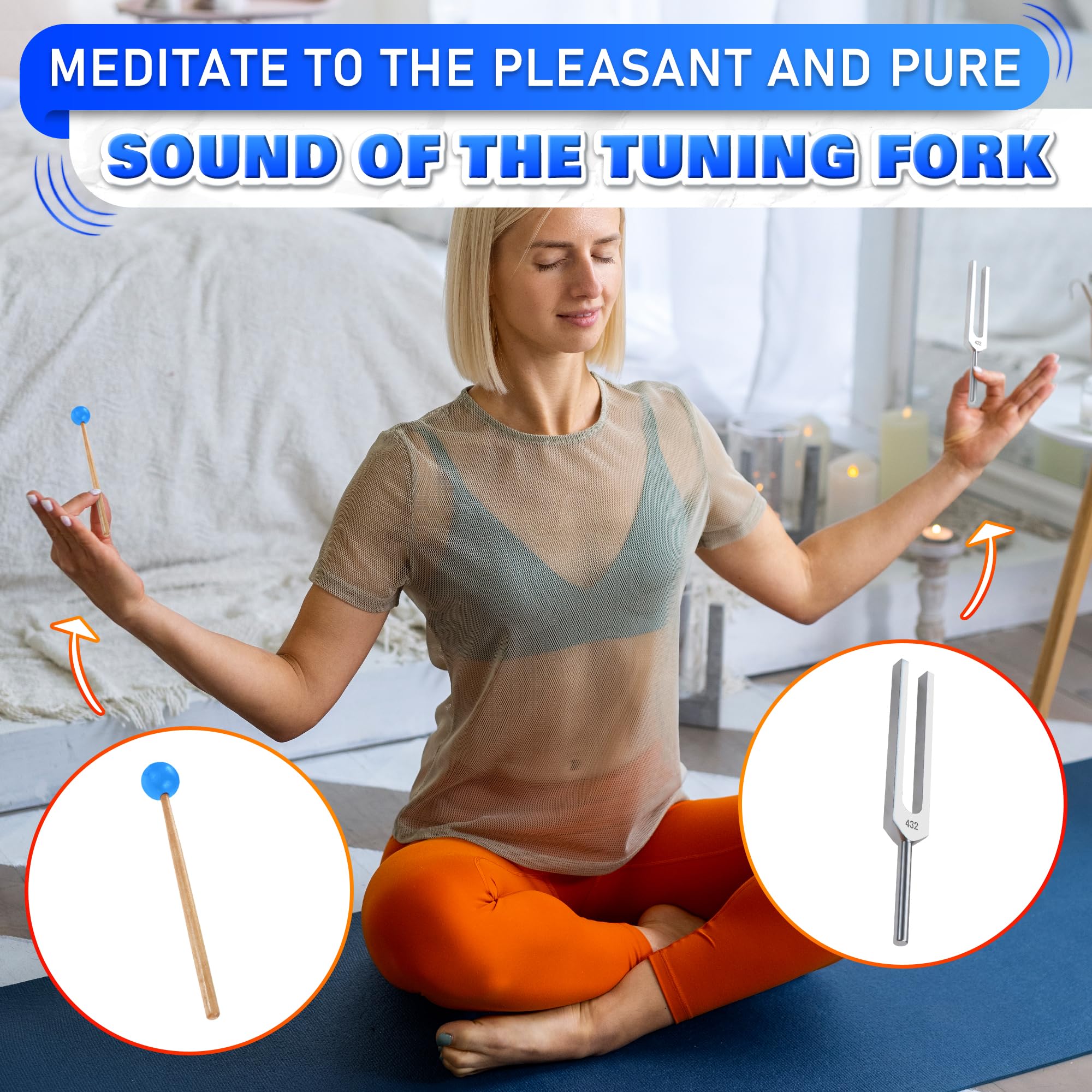 432 Hz Tuning Fork Set – 7.2'' Aluminum Alloy, Reflex Hammer, Cleaning Cloth & Bag, Precision Tuned & Durable – Suitable for Meditation, Deep Relaxation, Vibrational Work & Chakra Tuning Forks 6