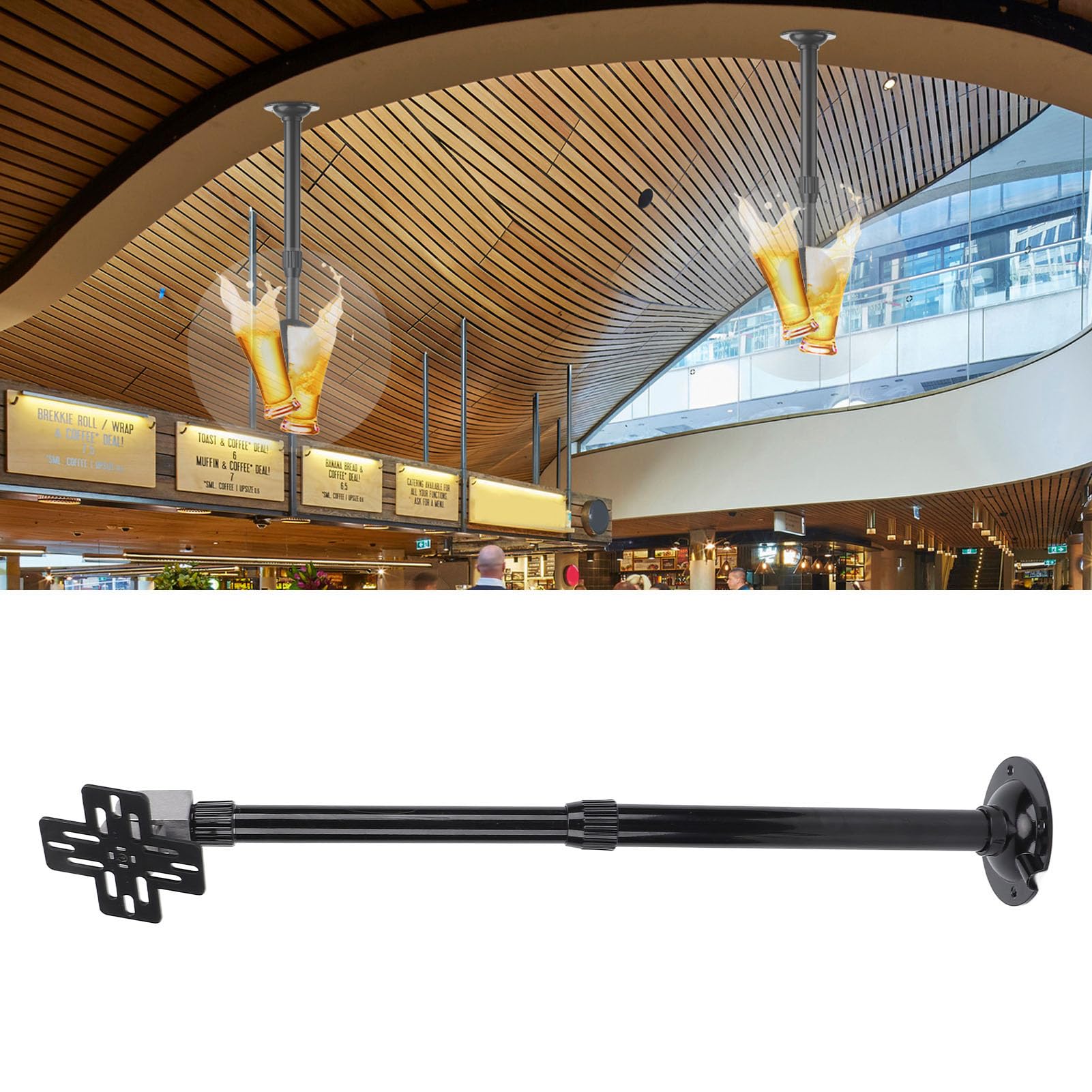 BAFOVY Adjustable 3D Fan Projector Mount Bracket, 15.5-24 Inches Aluminum Alloy Ceiling Wall Bracket for 32-100cm Projectors, Stable Installation for Home Theaters, Offices 4