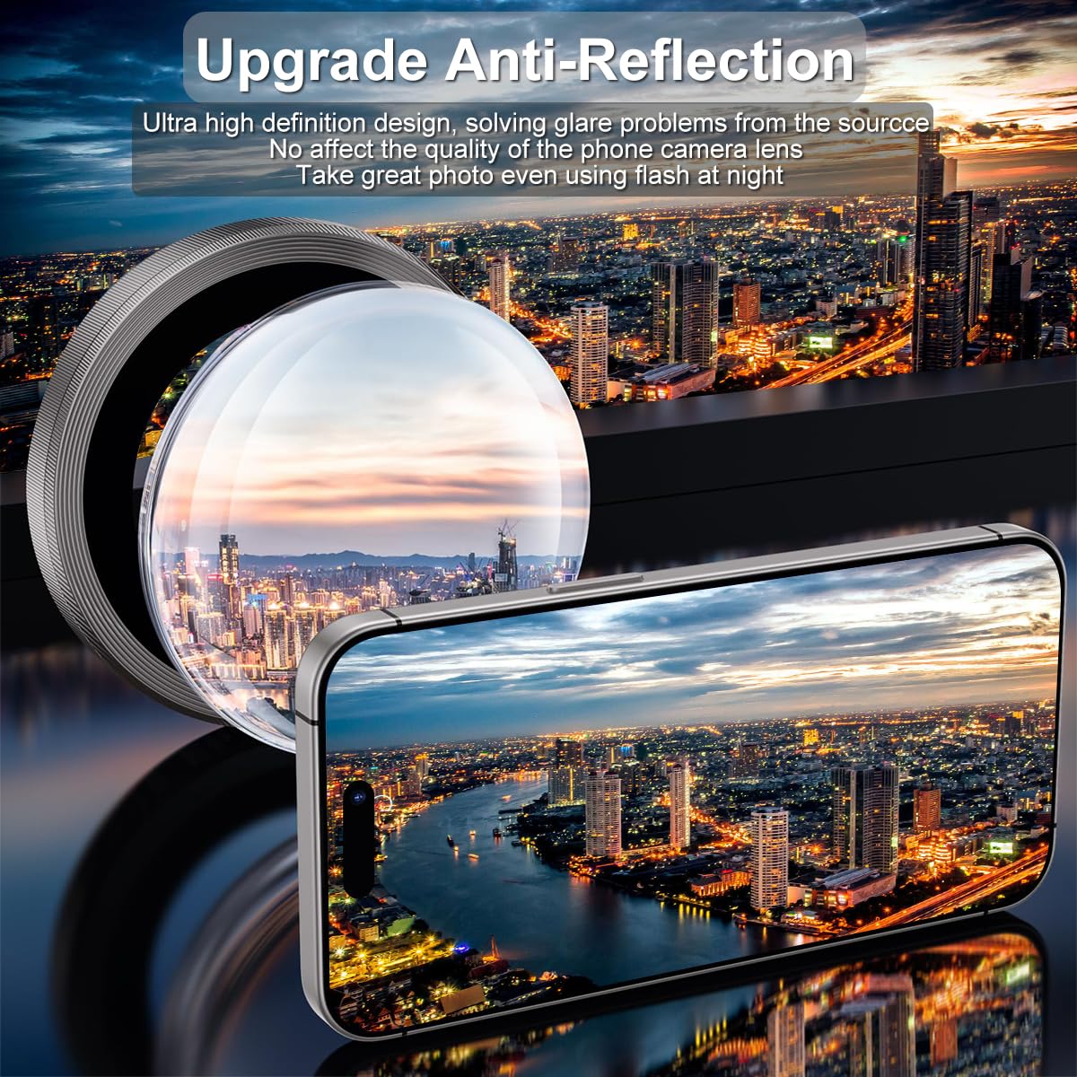 GLIMALL 3 Pack Screen Protector for iPhone 15 pro with 3 Pack Camera Lens Protector, HD Tempered Glass, 9H Hardness, Full Coverage, Scratch-Resistant, Waterproof, Bubble-Free 3