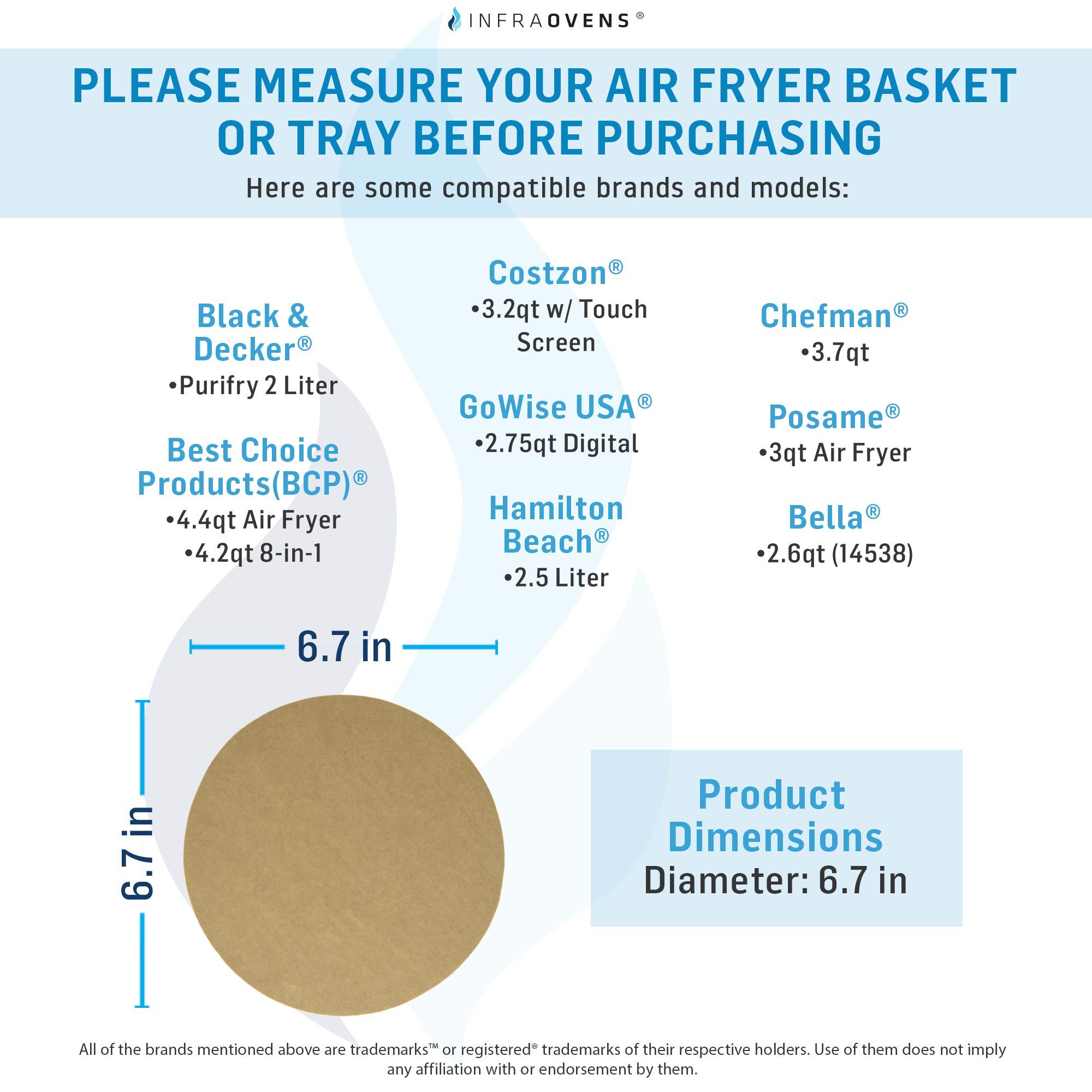 Air Fryer Parchment Paper Accessories Set Compatible with Costzon, Black & Decker, Bella, Chefman, GoWise USA, Hamilton Beach, Posame, BCP +More 3