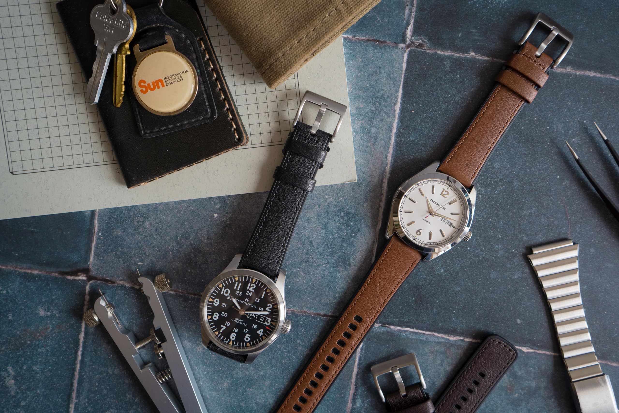 BARTON WATCH BANDS 18mm Caramel Brown - Performance Water-Resistant Leather and Silicone Hybrid Watch Bands with quick release spring bars - Pittards WR100X Leather and Silicone 3