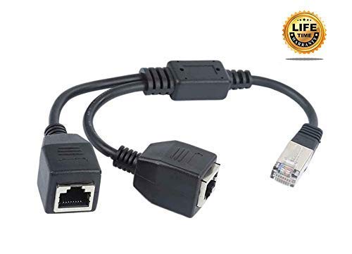 RJ45 Network Splitter Adapter Cable, RJ45 1 Male to 2 Female LAN Ports Ethernet Splitter Adapter Cable Suitable for Super Cat5, Cat5e, Cat6, Cat7 LAN Ethernet Socket Adapter Connector (Blcak) 5