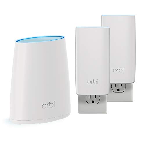 NETGEAR Orbi Tri-band Whole Home Mesh WiFi System, with Wall Plugs (RBK33) – Router replacement covers up to 5,000 sq. ft. 3-pack includes 1 router & 2 wall plug satellites, White 2