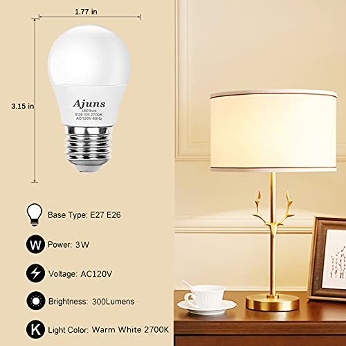 LED Bulb 3W Equivalent 25 Watt Light Bulbs, 120V 25W Ceiling Fan Light Bulbs Table Lamp Bulb,Warm White 2700K LED Energy Saving Bulb E26 Base, Suitable for Home Light Bulb 4 Pack 6