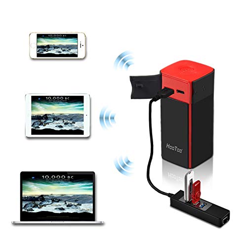 HooToo Filehub, Wireless Travel Router, iPhone iPad Portable SSD Hard Drive Reader, Photo Backup Device, 10400mAh External Battery Pack Travel Charger - TripMate Titan 3