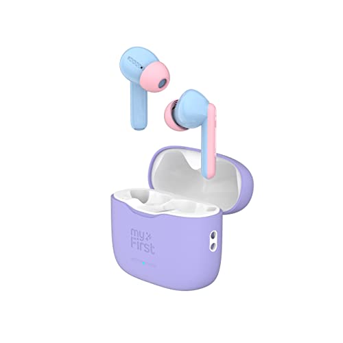 myFirst Carebuds Kids Earbuds - Ear Pods True Wireless Bluetooth with 85db Volume Limit, Mic, USB-C Charging Case, 6 Size Ear Tips, 6 Hours Playtime, Easy Pairing - for Kids & Adults (Cotton Candy) 1