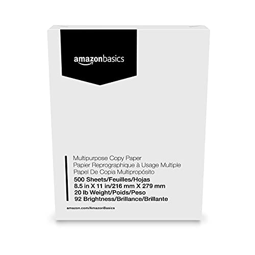 Amazon Basics Multipurpose Copy Printer Paper, 20 lb, 92 Bright, 8.5" x 11", White, 3 Reams, 1500 Sheets 3