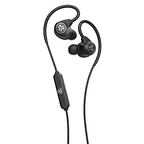 JLab Epic Sport2 Wireless Earbuds, Black, Active Lifestyle 20+ Hour Battery Life, Bluetooth 5, IP66 Sweatproof, Built in Microphones, Noise Isolation, Extra Gel Tips & Cush Fins