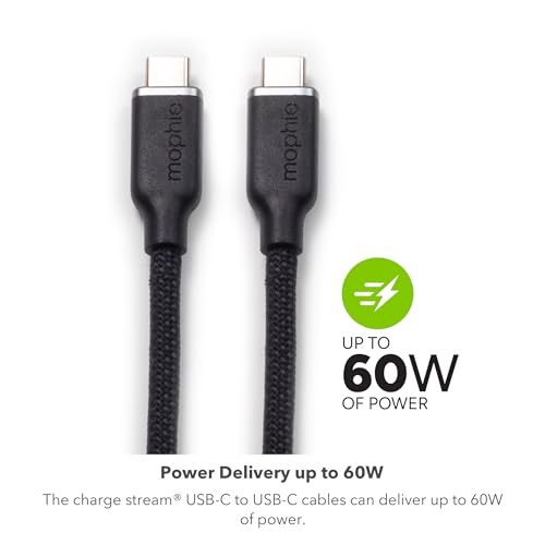mophie Charge Stream USB-C to USB-C 2m/6ft Cable - 60W Power Delivery, Enduraflex Silicone, Ultra-Durable Braided Design for Everyday Use 3