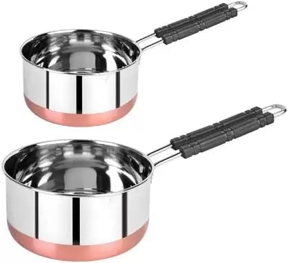 ASTIKAYA Sauce Pan Set for Tea, Milk Pan, Copper Sauce Pan Combo Set Gas and Induction Compatible. (2Pcs Tea Pan) 1