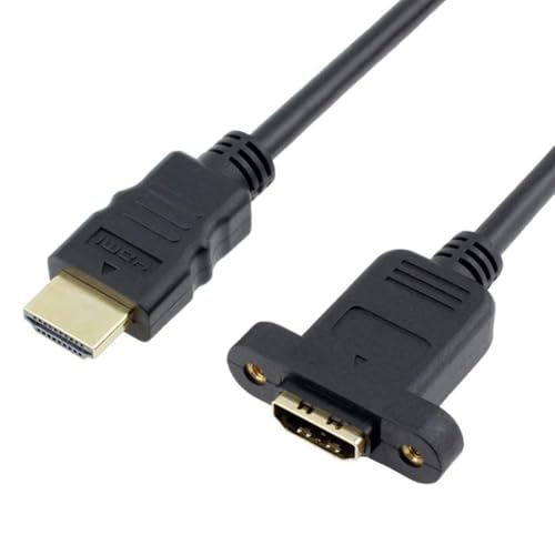 RuhZa (30Cm 1.4 Version HDMI Male to HDMI Female Extension Cable (Input Panel Mount Adapter Cable) HDMI M-F Cable -black 2