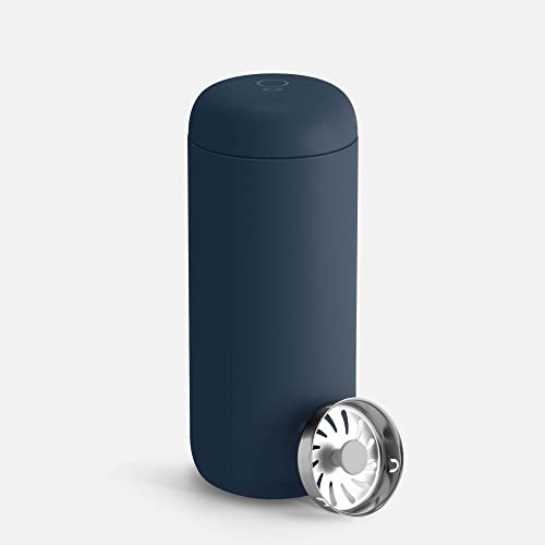 Fellow 16 oz Carter Move Travel Mug - Vacuum-Insulated Stainless Steel Travel Coffee Mug - Coffee Tumbler with Ceramic Interior and Splash Guard - Stone Blue 1