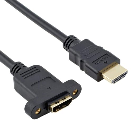 RuhZa (30Cm 1.4 Version HDMI Male to HDMI Female Extension Cable (Input Panel Mount Adapter Cable) HDMI M-F Cable -black 1