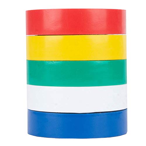 Cambridge Vinyl Electrical Tape, 1/2-In x 20-Ft x 7 Mil, Multi-Color, 5-Rolls, Indoor/Outdoor Use, Flame Retardant, Water Resistant, UL/CSA Listed, Industrial and Contractor Grade