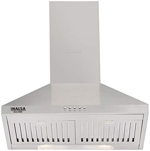 Inalsa 60cm, 950 m³/hr Kitchen Chimney Brio BF with SS Baffle Filter, Push Button Control, (Stainless Steel) 1