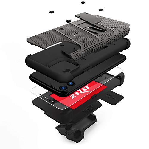 Zizo Bolt Cover - Case for iPhone 11 with Military Grade + Glass Screen Protector & Kickstand and Holster (Metal Gray/Black) 3