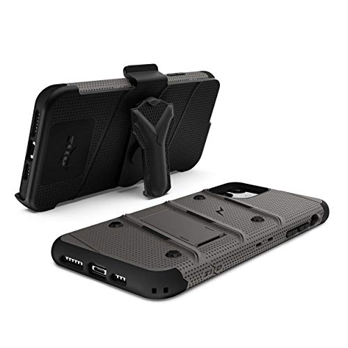 Zizo Bolt Cover - Case for iPhone 11 with Military Grade + Glass Screen Protector & Kickstand and Holster (Metal Gray/Black) 6