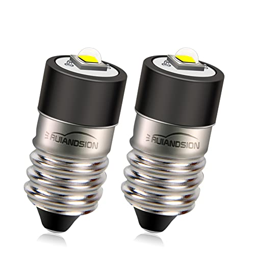 Ruiandsion E10 LED Flashlight Bulbs 1-9V Miniature Screw Indicator Light Bulbs Upgrade for Flashlights Bike Work Lights Microscope Lamp (Pack of 2) 1