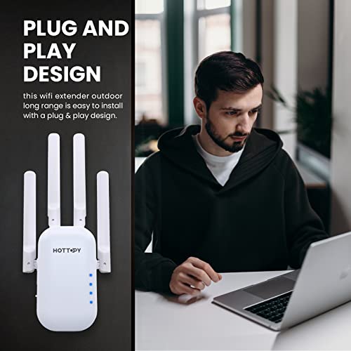 WiFi Extenders Signal Booster for Home – 8200 sq ft Easy Setup WiFi Booster Wireless Router with Plug and Play Design – WiFi Repeater Internet Booster with 4 Antennas – Full Signal Coverage Withe 5