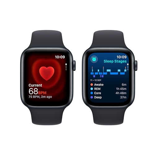 Apple Watch SE (2nd Gen, 2023) [GPS 44mm] Smartwatch with Midnight Aluminum Case with Midnight Sport Band M/L. Fitness & Sleep Tracker, Crash Detection, Heart Rate Monitor, Retina Display 4