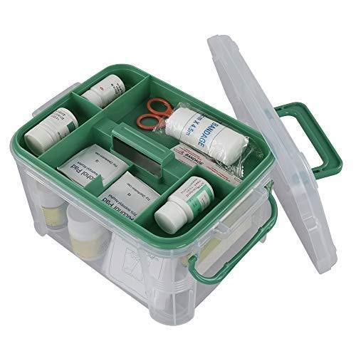 MD'S Home Plastic First Aid Box Medicine Organizer Transparent Storage Box Container Family First Aid Box Medical Kit Medicine Organizer Storage Container With Locking Lid & Carry Handle, Rectangular 6