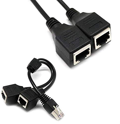RJ45 Network Splitter Adapter Cable, RJ45 1 Male to 2 Female LAN Ports Ethernet Splitter Adapter Cable Suitable for Super Cat5, Cat5e, Cat6, Cat7 LAN Ethernet Socket Adapter Connector (Blcak) 1
