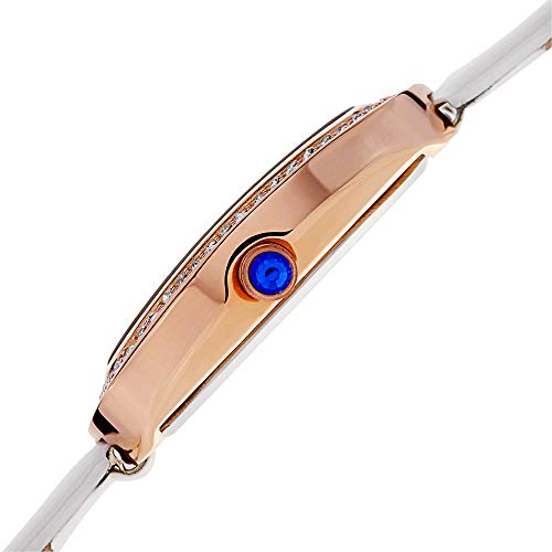 Burgi Women's Rectangular Swarovski Crystal Watch - 2 Diamond Adorn The 12 Hour On Slim Leather Strap Watch - BUR111 3
