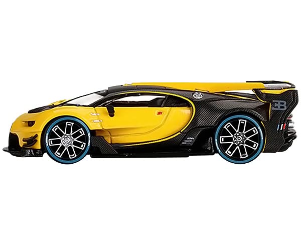MINI GT Bugatti Vision Gran Turismo Yellow and Carbon 1/64 Diecast Model Car by True Scale Miniatures MGT00317 3