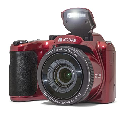 Kodak PIXPRO AZ255-RD 16MP Digital Camera 25X Optical Zoom 24mm Wide Angle Lens Optical Image Stabilization 1080P Full HD Video 3" LCD Vlogging Camera (Red) 4