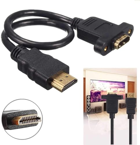 RuhZa (30Cm 1.4 Version HDMI Male to HDMI Female Extension Cable (Input Panel Mount Adapter Cable) HDMI M-F Cable -black 3