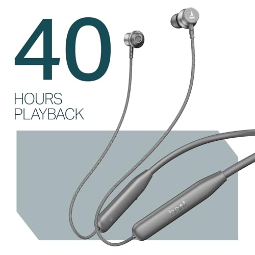 boAt 2025 Launch Rockerz 113, 40H Battery, Dual Pair, Fast Charge, ENx Tech, Stream Ad Free Music via App Support, Magnetic Buds, Bluetooth Neckband, Wireless with Mic in Ear Earphones (Ash Grey) 6