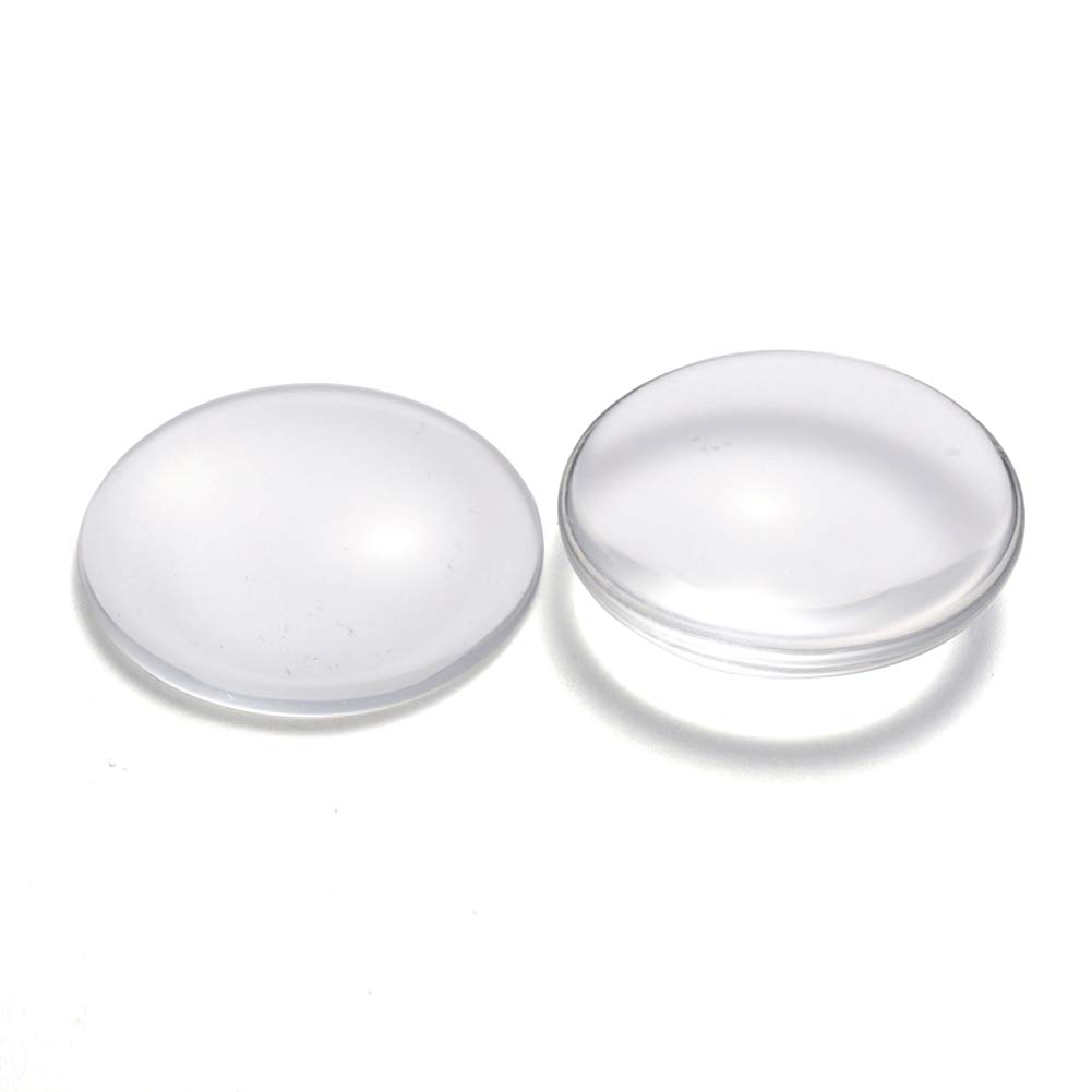 Craftdady 50Pcs Transparent Clear Glass Cabochons 34.5-35mm Flat Back Half Round Dome Tiles for Photo Pendant Jewelry Craft Making 3
