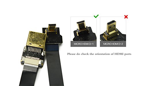 Permanent Black FFC HDMI 20CM FPV HDMI Cable Micro HDMI Male 90 Degree Angled to Standard HDMI Male Full HDMI Normal HDMI for panasonic lumix GH4 blackmagic BMPCC Sony Alpha Sony A5000 A6000 A7S A7R 2