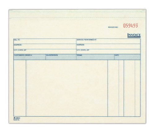 Adams Invoice for Services Unit Sets, 7.44 x 8.5 Inches, 3-Part, Carbonless, White/Canary/Pink, 50 Sets per Pack (NCT8745) 1