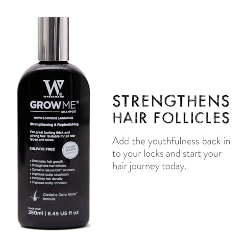Watermans Grow me Shampoo for Hair Growth & Hair Fall Control, with Biotin,Argan oil and Caffeine and DHT Blockers hair growth factors 250ml 4