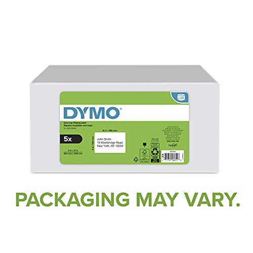 DYMO Authentic LW Extra-Large Shipping Labels for LabelWriter Label Printers, White, 4" x 6", 5 Rolls of 220 (1100 Total) 3