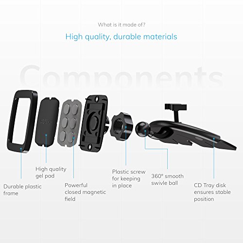 Wuteku Magnetic Cell Phone Holder CD Slot Kit for Car - Works on All Vehicles, Phones and Tablets - Compatible with iPhone XR XS X 8 7 and Samsung S10 S9 S8 and More by Pro Drivers 3