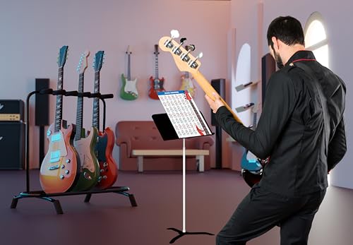 QMG Bass Guitar Chord Poster (11"x17"), Bass Guitars Accessories, Laminated Bass Chord Chart, 49 Color Coded Chords, Beginner Bass Chords Chart for Learn to Play Music Theory 6