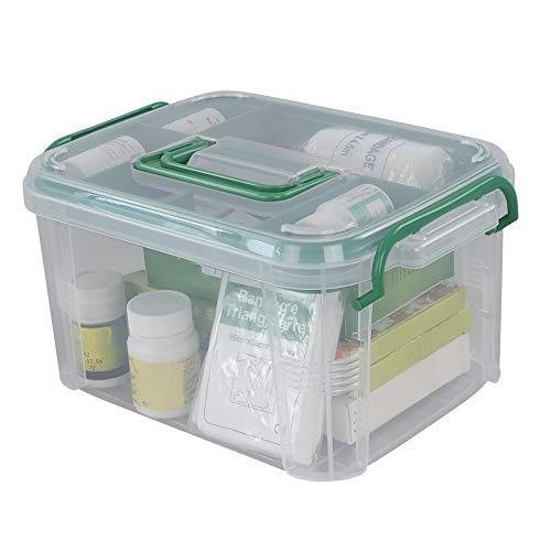 MD'S Home Plastic First Aid Box Medicine Organizer Transparent Storage Box Container Family First Aid Box Medical Kit Medicine Organizer Storage Container With Locking Lid & Carry Handle, Rectangular 5